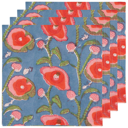 Poppy Block Print Napkins Set of 4