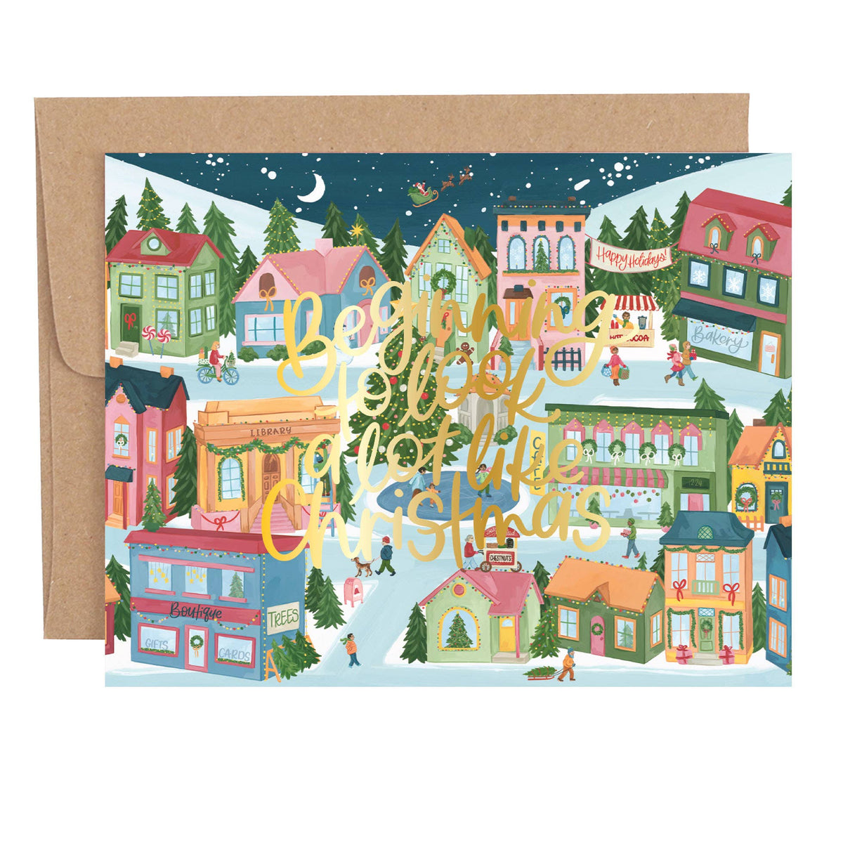 Holiday Village Christmas Greeting Card
