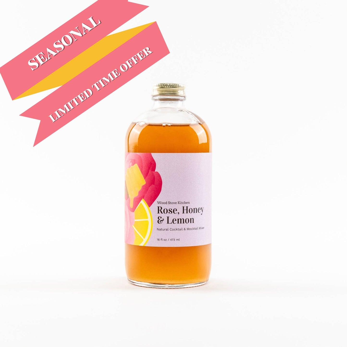 Rose Honey Lemon Cocktail Mixer and Mocktail Mixer, 16 fl oz