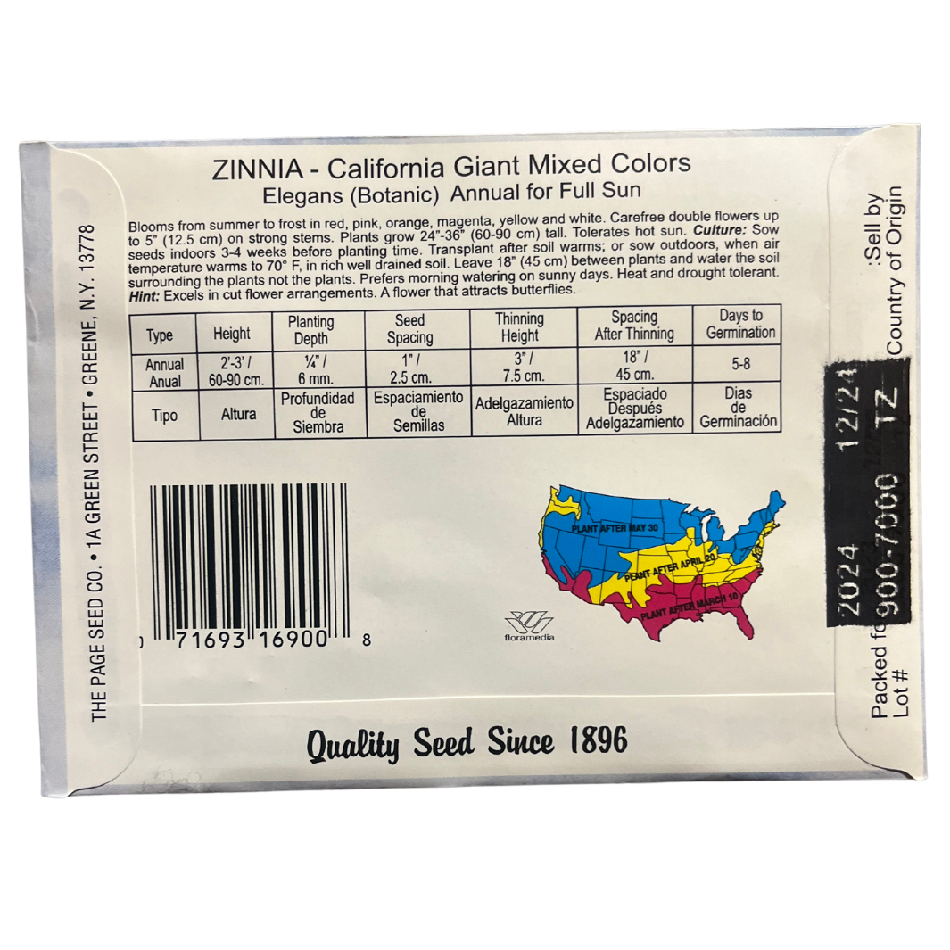 Zinnia - California Giant Mix Seeds