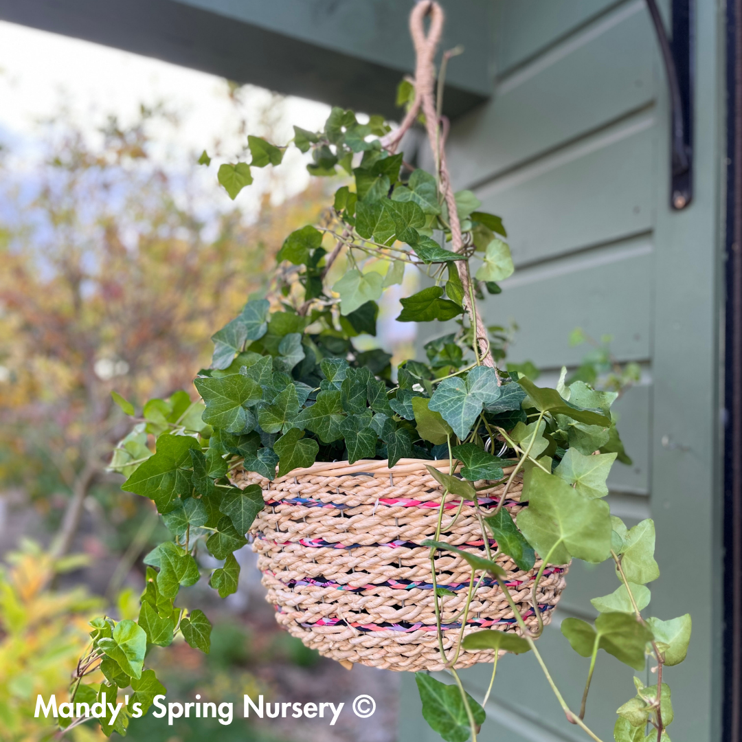 Reclaimed Denim & Fabric Hanging Basket