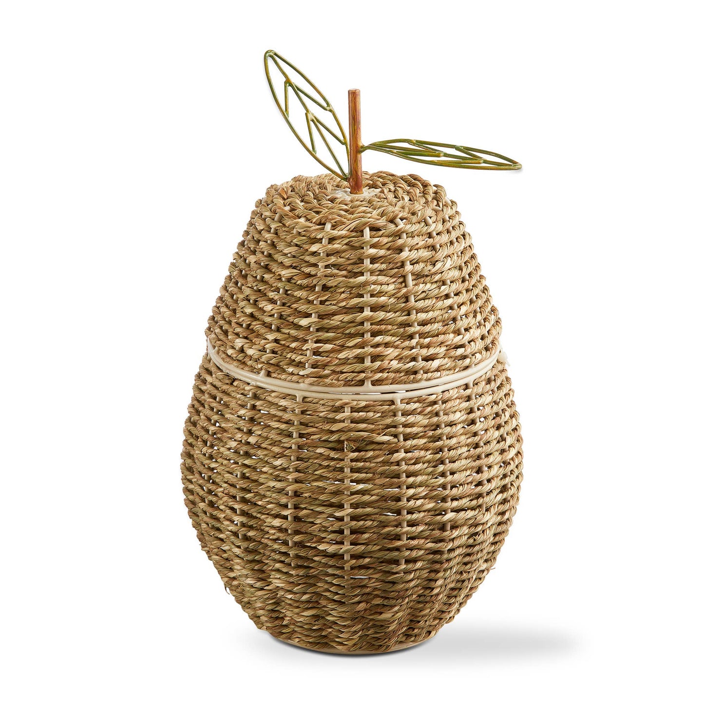 Pear Lidded Basket Natural Seagrass