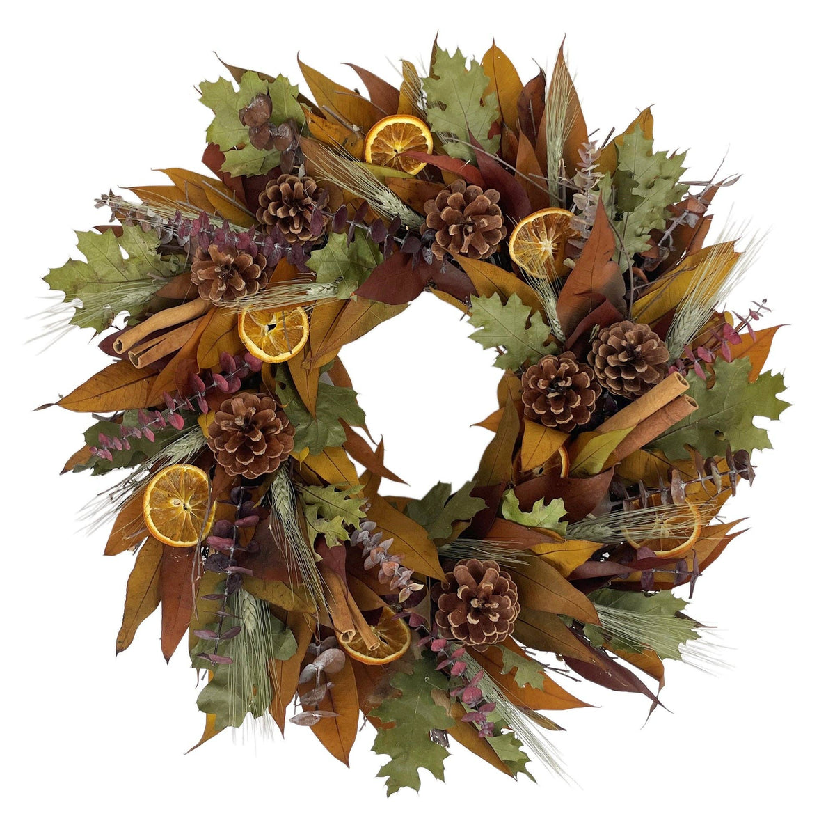 Pinecone Citrus Wheat Harvest Wreath