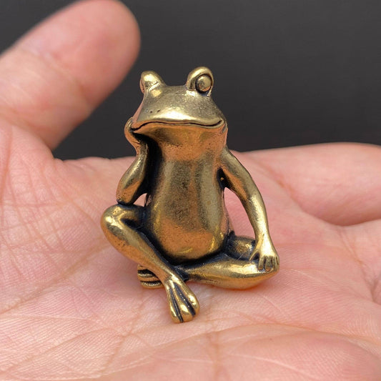 Brass Sitting Frog Desktop Ornament