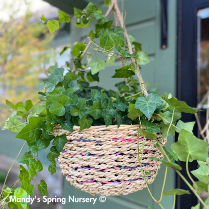 Reclaimed Denim & Fabric Hanging Basket