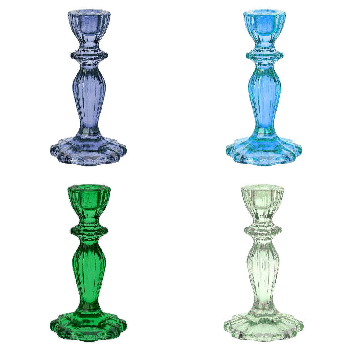 Glass Candle Holder - Cool Colors