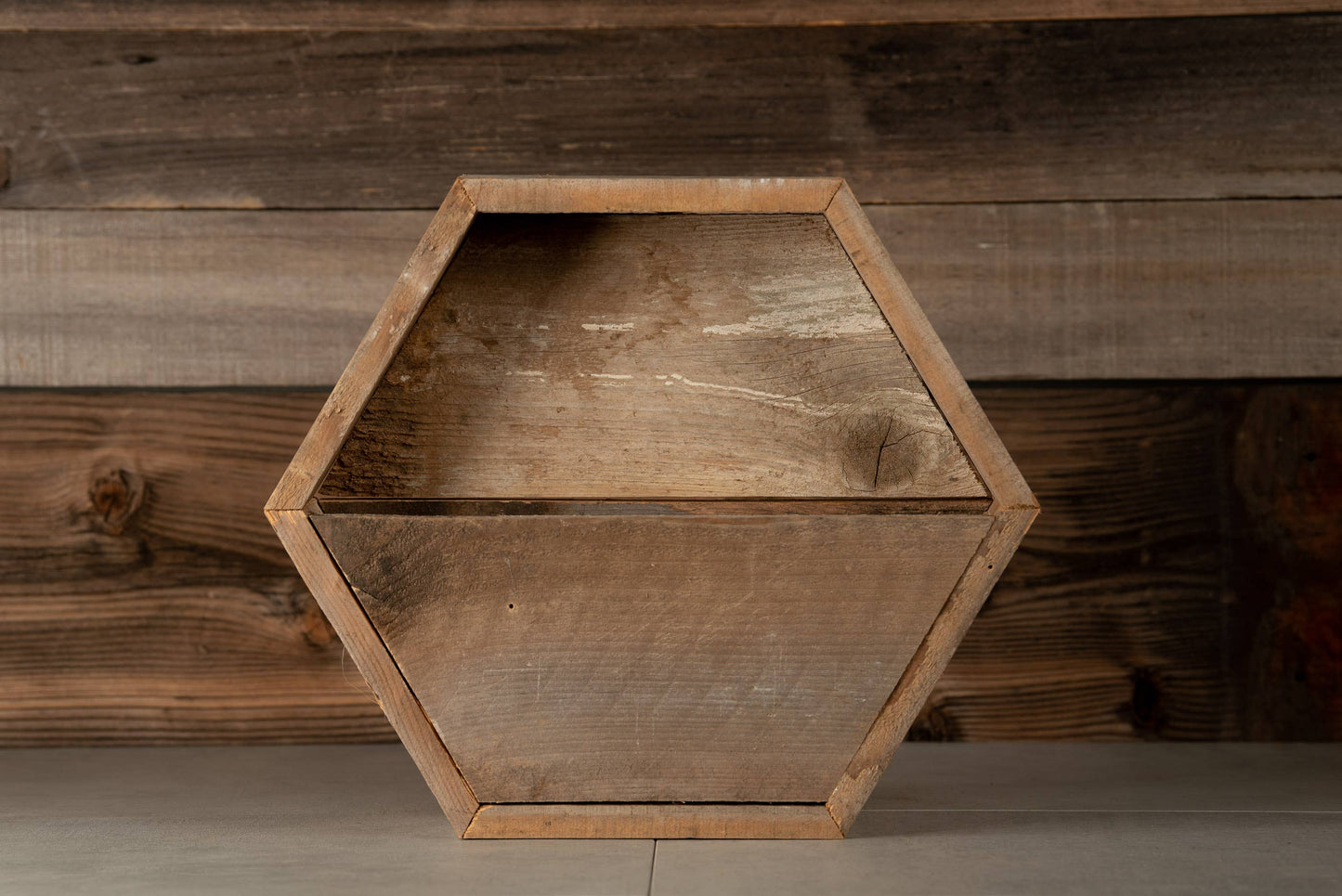 Reclaimed Wood Hexagon Planter / Geometric Wall Planter