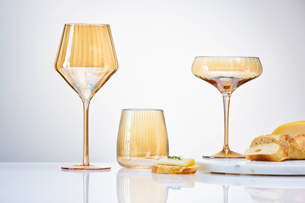 Chelsea Optic Wine Glass Amber Glass Everyday