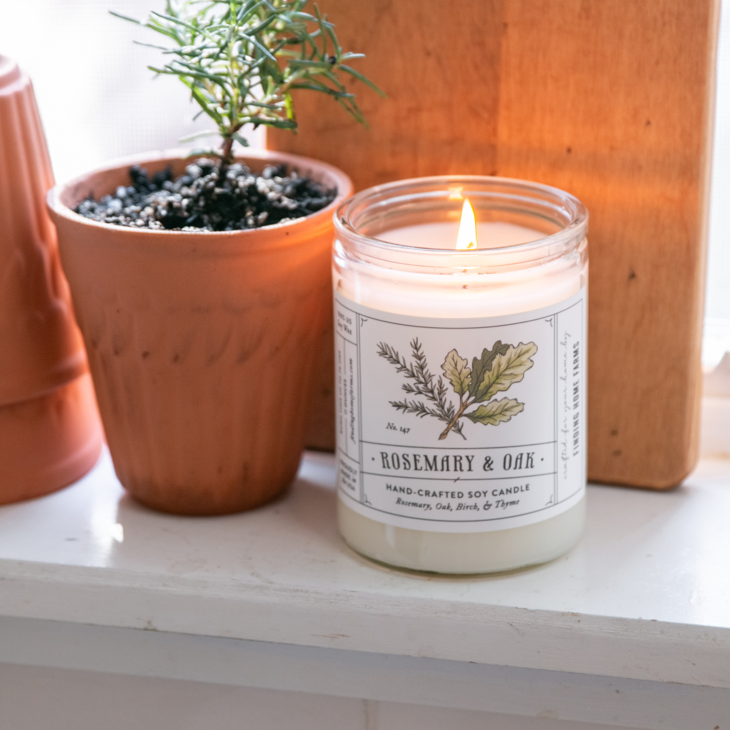 Soy Candle, Rosemary & Oak, Woody Scent, Year Round Scent