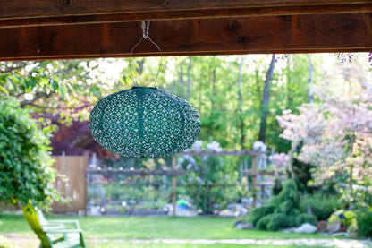 Stella Oval Wagon Wheel Solar Lantern - Met Emerald
