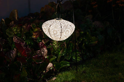 Stella Crown Chantilly Lace Solar Lantern - Porcelain