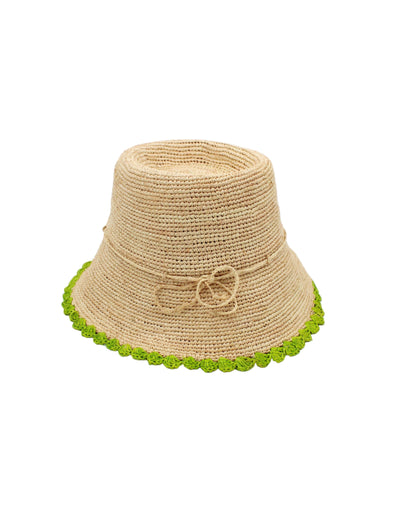 Crochet Bucket Straw Hats with Colored Edge
