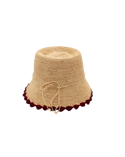 Crochet Bucket Straw Hats with Colored Edge