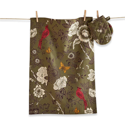 Autumn Toile Dishtowel & Mitt Set Green
