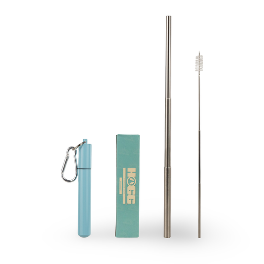 Collapsable Metal Straw Keychain w/ Cleaner