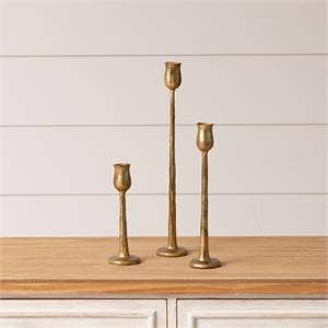 Metal Candle Holders, Gold (Set Of 03)