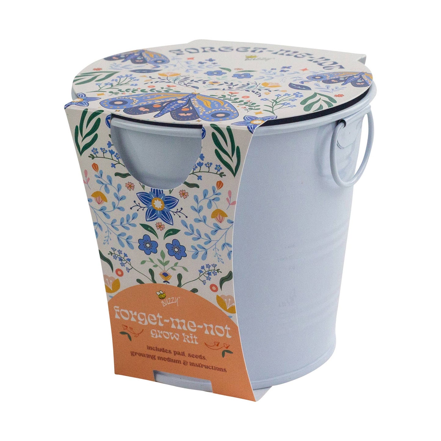 Painted Flower Grow Pail – Forget-Me-Not Indoor Garden Gift