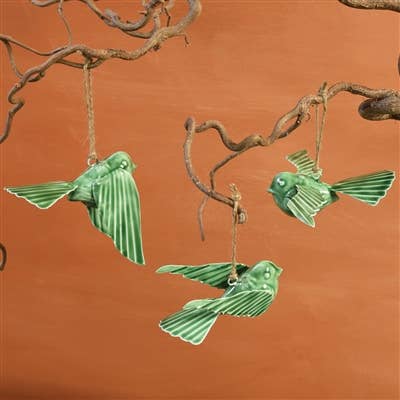 Tilda Enamel Birds, Green