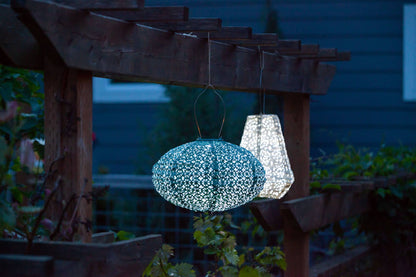 Stella Oval Wagon Wheel Solar Lantern - Met Emerald