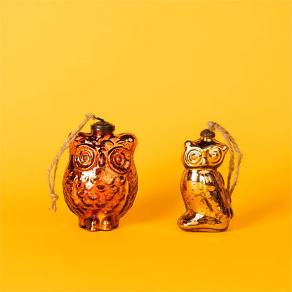 Mercury Glass Owl Ornaments two styles