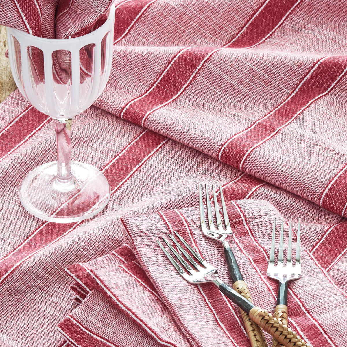 Red & White Stripe Napkin Set/4