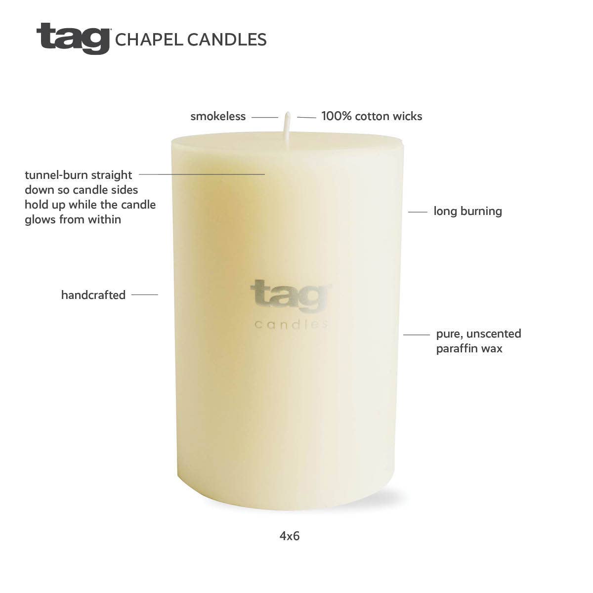Chapel Wedding Pillar Candle 3x6 - White