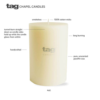 Chapel Wedding Pillar Candle 3x3 - White