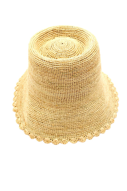 Crochet Bucket Straw Hats with Colored Edge