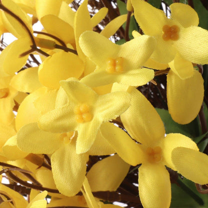 Forsythia Wreath On Grapevine Ring-16" Faux