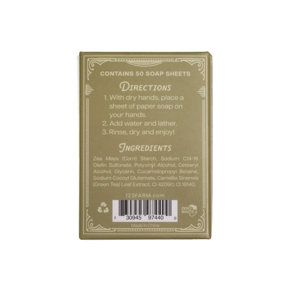 Paper Soap – Green Tea Scent, Travel Size, 50 Sheets