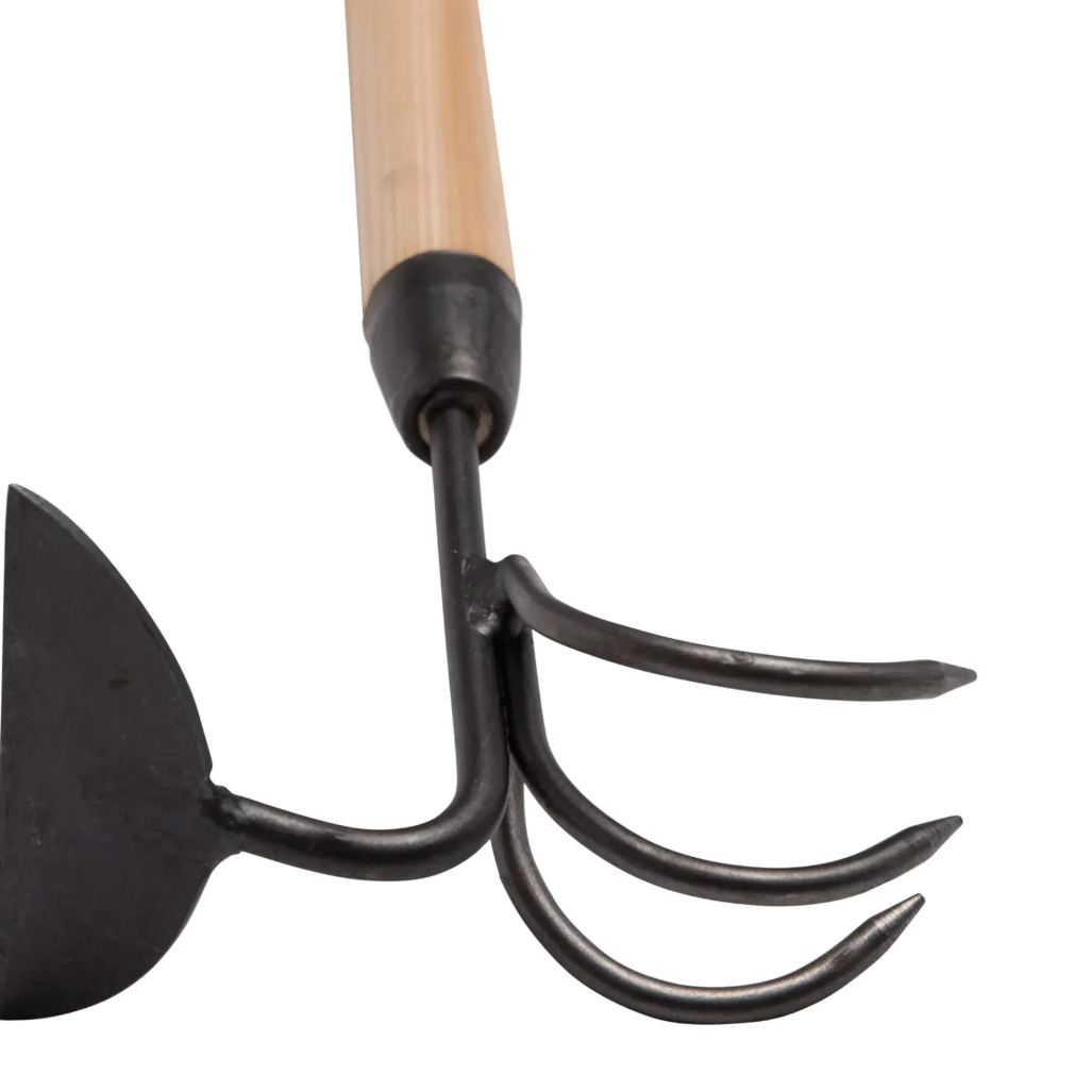DeWit Comby Hoe – 3-Tine Cultivator & Half-Moon Hoe w/ Long Handle