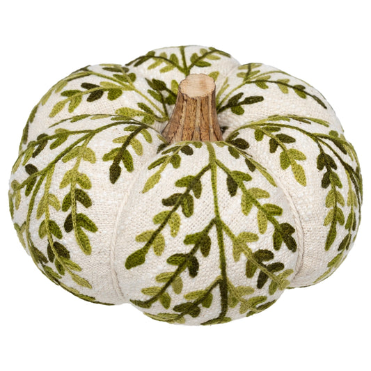 Green Leaf Embroidered Pumpkin Small
