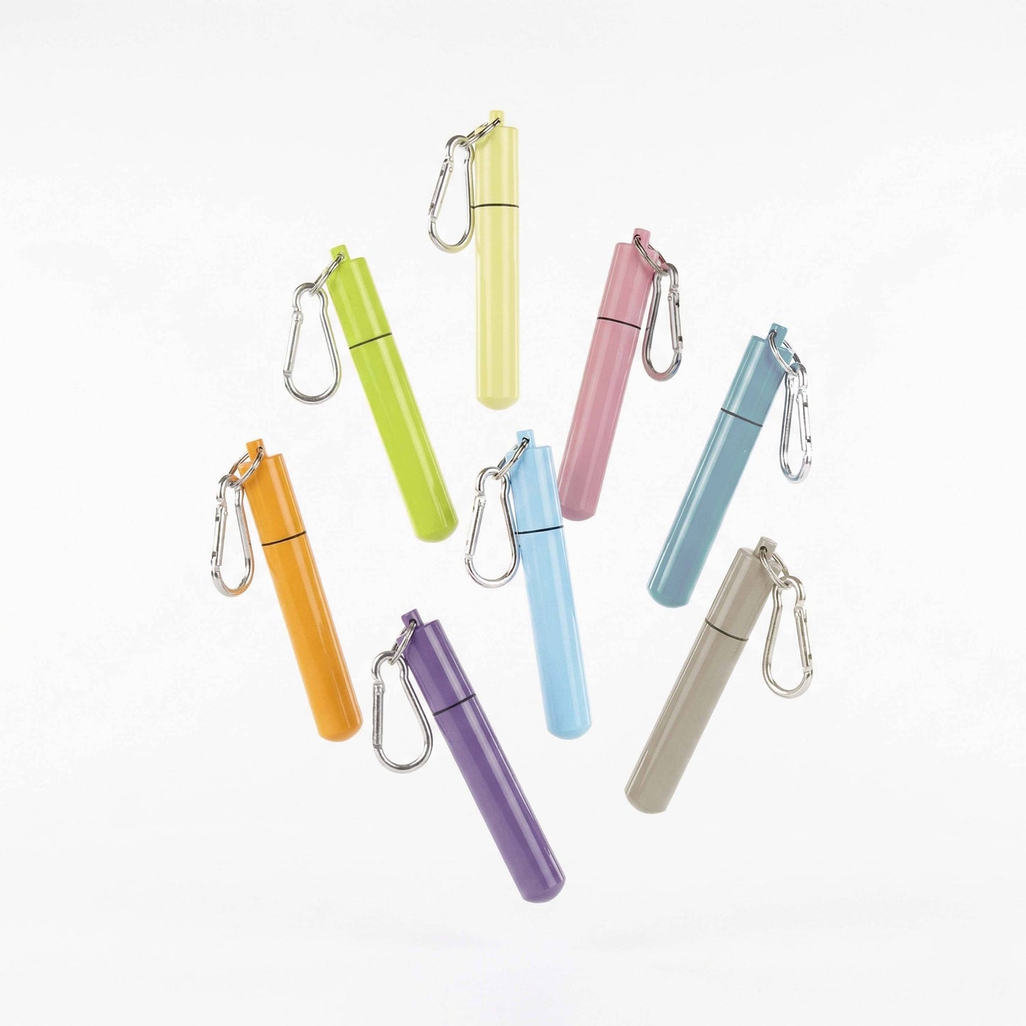 Collapsable Metal Straw Keychain w/ Cleaner