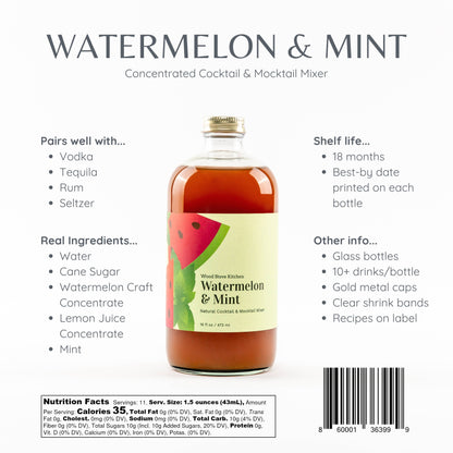 Watermelon & Mint Cocktail Mixer & Mocktail Mixer, 16 fl oz