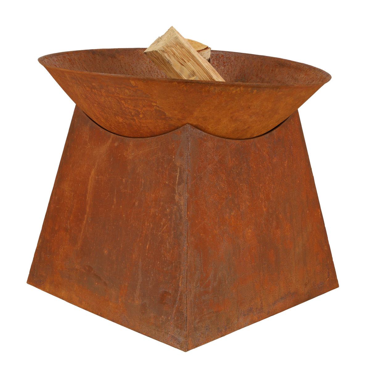 Fire Bowl w/Wood Storage, Steel, Rust