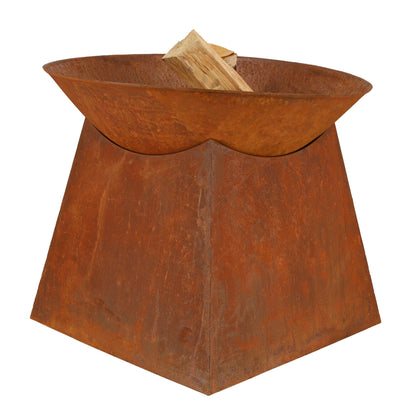 Fire Bowl w/Wood Storage, Steel, Rust