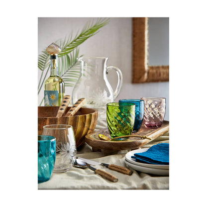 Fleur Etched Stemless Wine Glass - Clear