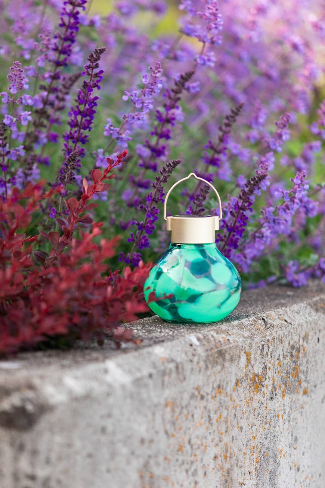 'Teal' Tea Lantern - Glass Outdoor Solar Lantern