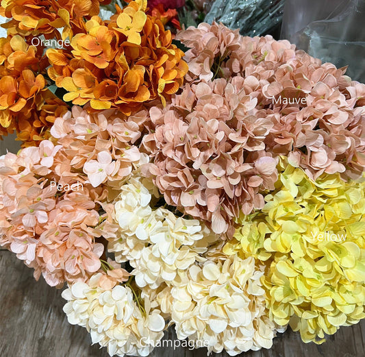18" Super Soft Silk Hydrangea Artificial Flower YellowOrange