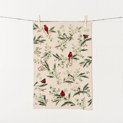 Forest Birds Christmas Dishtowel