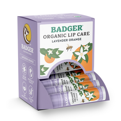 Badger Lavender Orange Classic Lip Balm, Uplifting & Calming