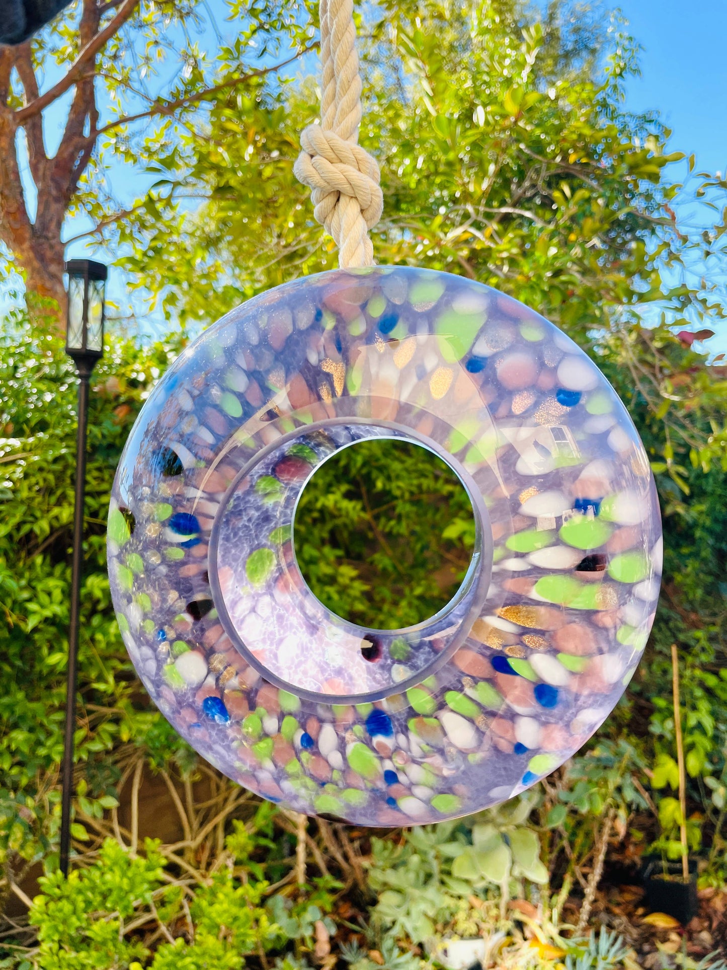 Handcraft Art Glass Bird Feeder