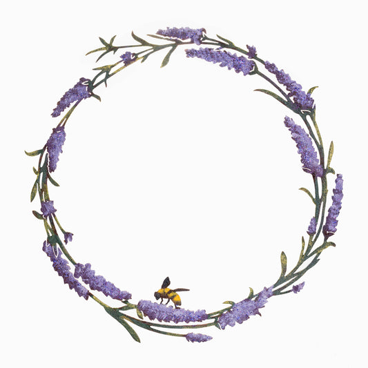 Lavender & Bee Wreath -Painted