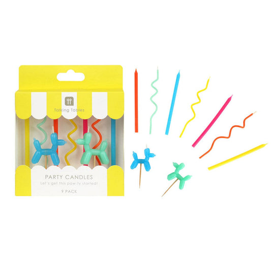 Balloon Dog Birthday Candles - 9 Pack