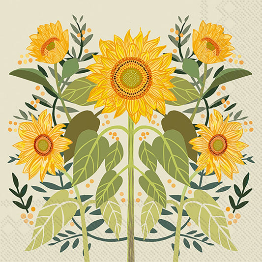 Paper Cocktail Napkin Pack of 20 Sunflowers Fall