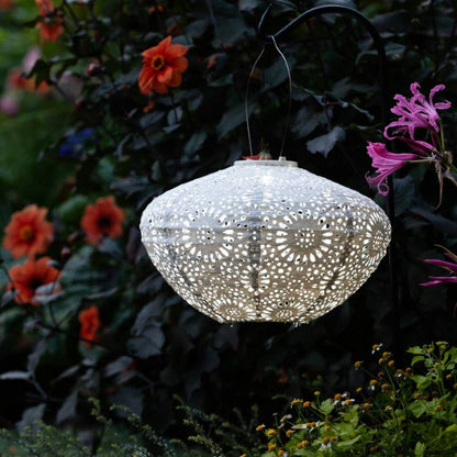 Stella Crown Chantilly Lace Solar Lantern - Porcelain