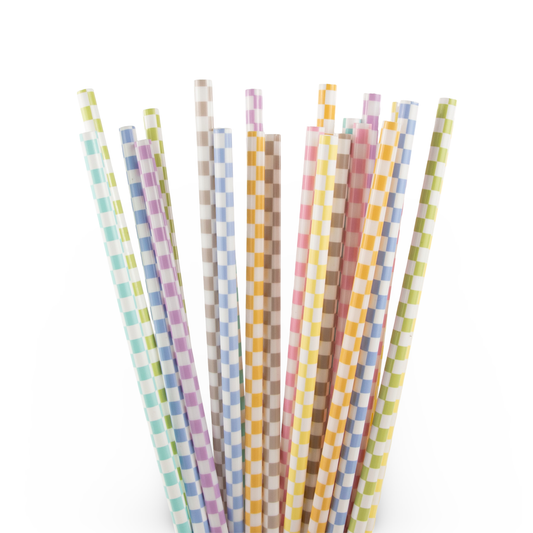 Checkered Reusable Straws - 24 Pack