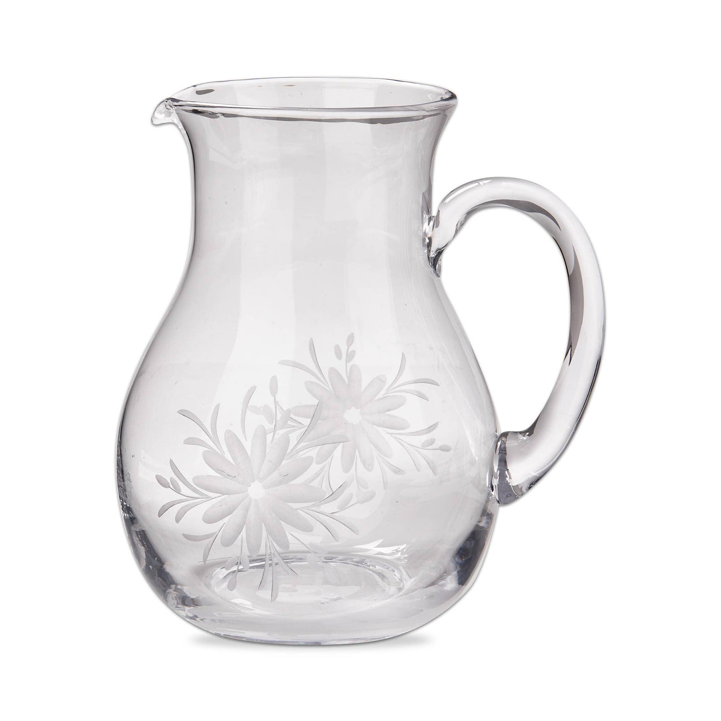 Fleur Etched Glass Pitcher - Clear