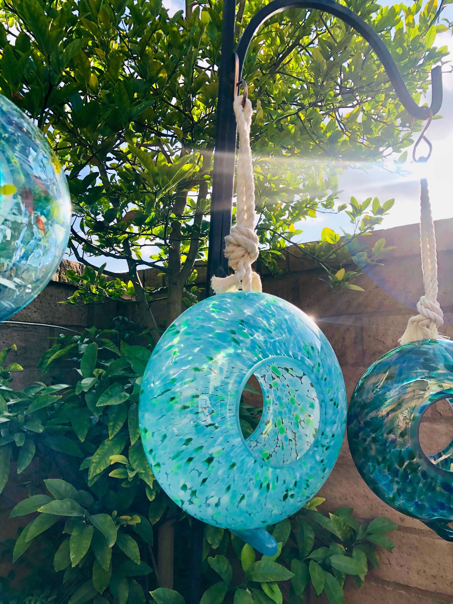 Handcraft Art Glass Bird Feeder