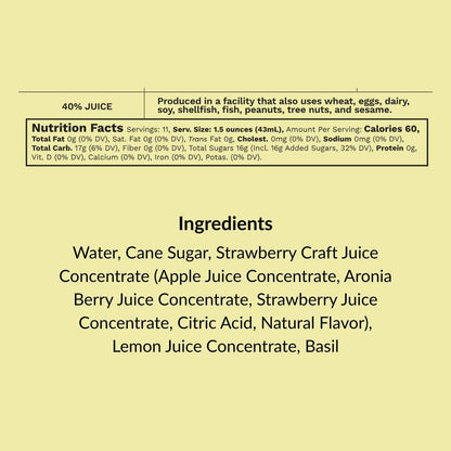 Strawberry & Basil Cocktail and Mocktail Mixer, 16 fl oz